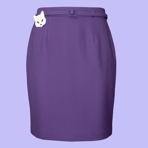 Jeremy Scott 1980s Vintage Deep Purple Pencil Skirt with Belt